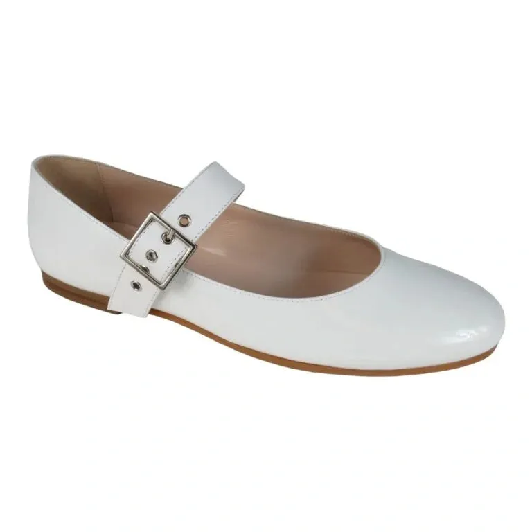 1041 - White Patent Leather Strap for Girl by London Kids