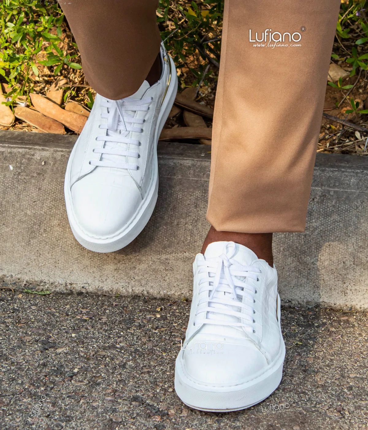 199  Lufiano Lace Up : White-Gold