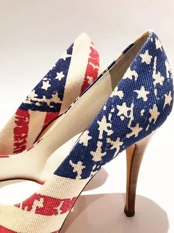 2000s Giuseppe Zanotti American flag platform heels pumps