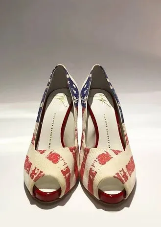 2000s Giuseppe Zanotti American flag platform heels pumps