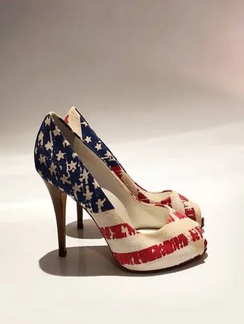 2000s Giuseppe Zanotti American flag platform heels pumps