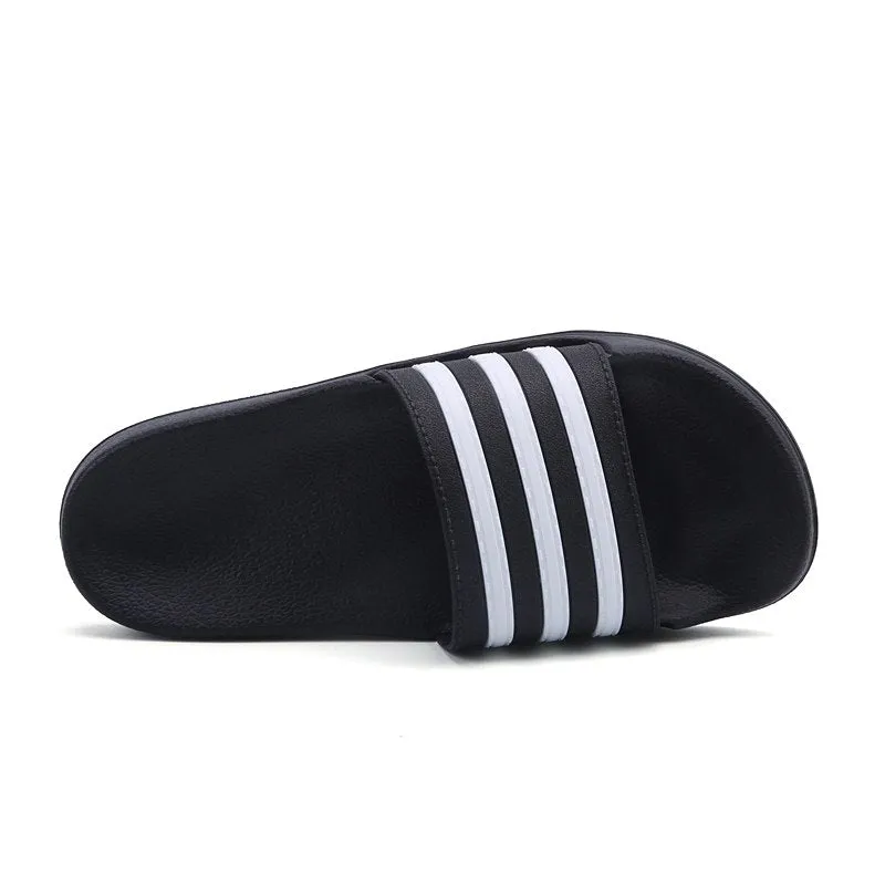 2018 New Summer Beach Slippers Men Women Fashion Stripe Flat Bath Home Slipers Male Shoes Summer Sandals Indoor Slippers Men