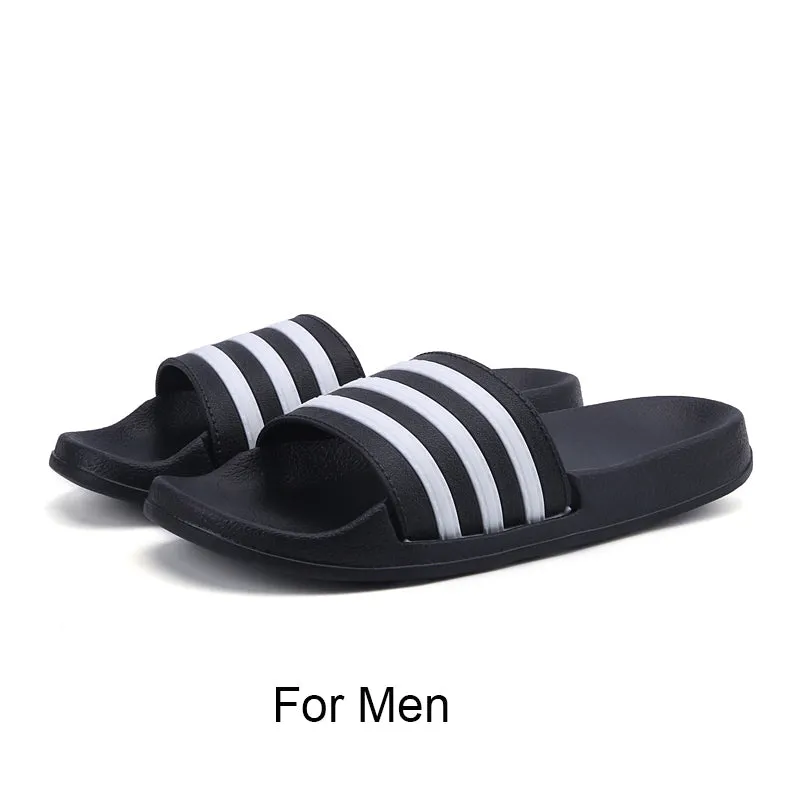 2018 New Summer Beach Slippers Men Women Fashion Stripe Flat Bath Home Slipers Male Shoes Summer Sandals Indoor Slippers Men