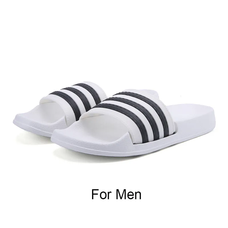 2018 New Summer Beach Slippers Men Women Fashion Stripe Flat Bath Home Slipers Male Shoes Summer Sandals Indoor Slippers Men