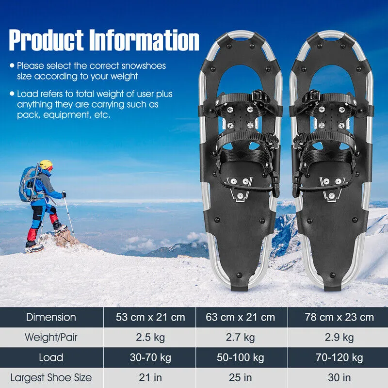 4-in-1 Lightweight Terrain Snowshoes for Adults Youth Kids-25 Inches:63 cm x 21 cm