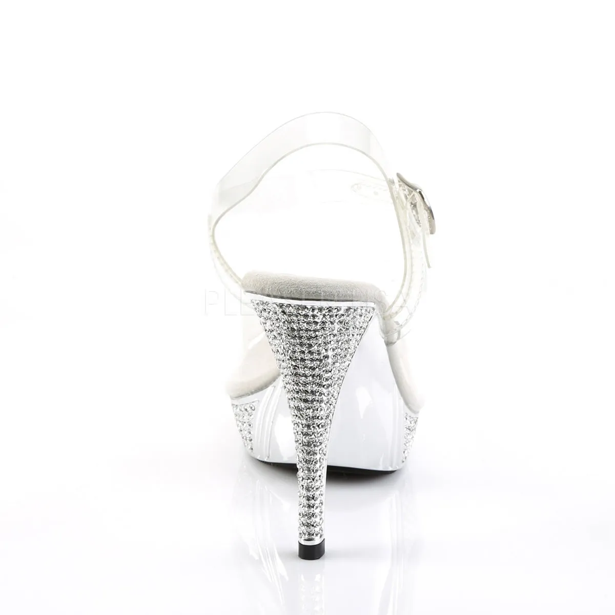 4 Inch Heel ELEGANT-408 Clear-Silver