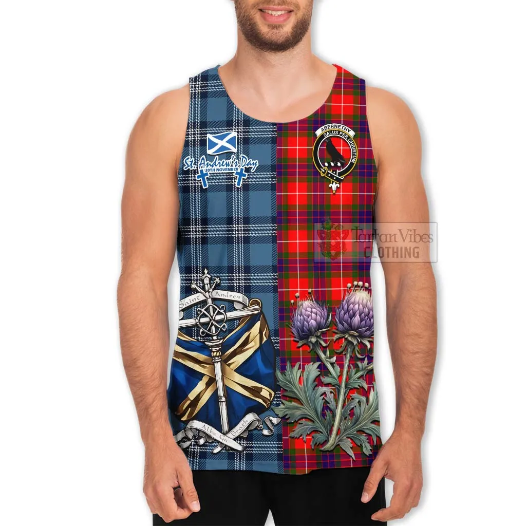 Abernethy Tartan Men's Tank Top Happy St. Andrew's Day Half Tartan Style