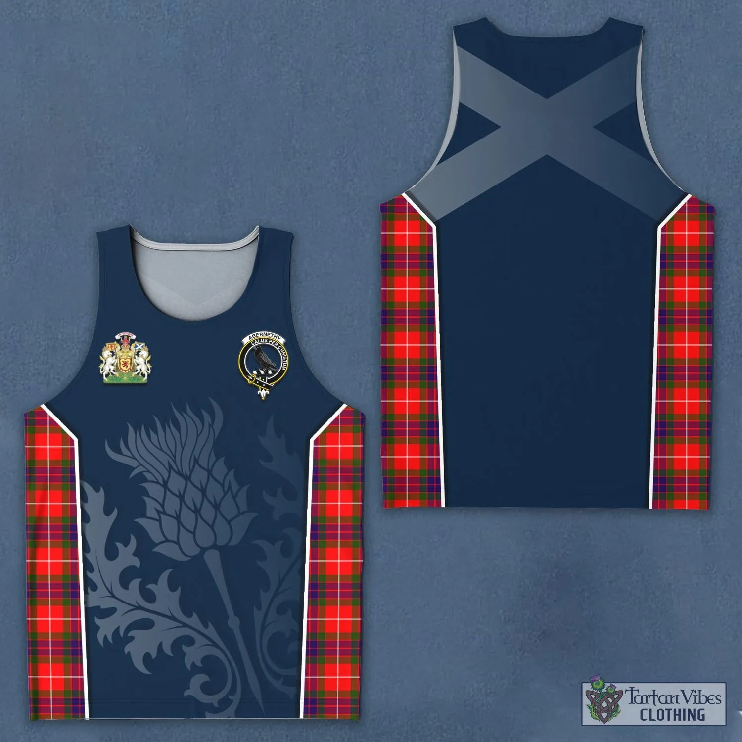 Abernethy Tartan Men's Tanks Top with Family Crest and Scottish Thistle Vibes Sport Style