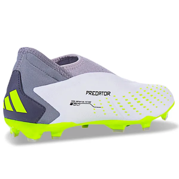 adidas Predator Accuracy.3 LL Laceless Firm Ground Soccer Cleats (White/Lucid Lemon)