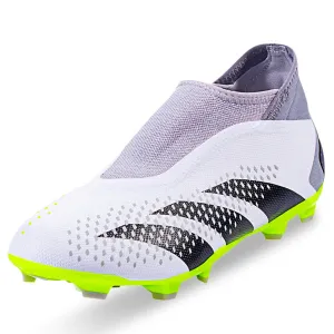 adidas Predator Accuracy.3 LL Laceless Firm Ground Soccer Cleats (White/Lucid Lemon)