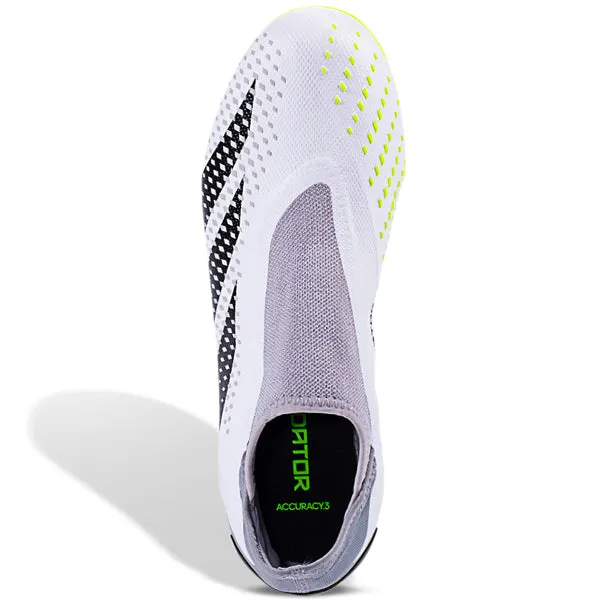 adidas Predator Accuracy.3 LL Laceless Firm Ground Soccer Cleats (White/Lucid Lemon)