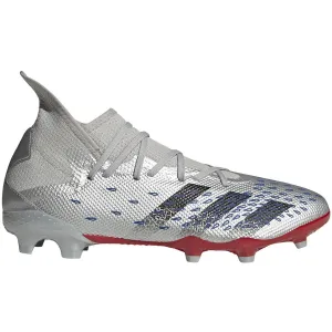 adidas Predator Freak .3 Firm Ground Soccer Cleat - Silver Metallic/Black/Blue