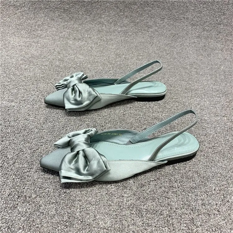 Advbridge Summer Flat Slippers Outdoor Female Beach Slides Silk Bow Pointed Toe Women Sandals Elegant Ladies Shoes Casual Flip Flops