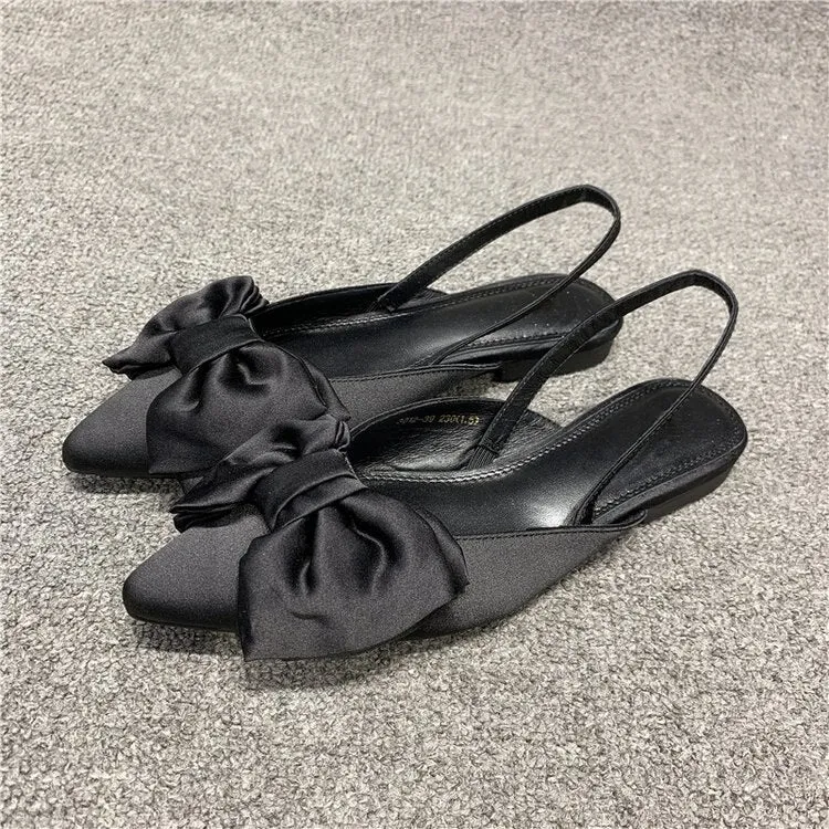 Advbridge Summer Flat Slippers Outdoor Female Beach Slides Silk Bow Pointed Toe Women Sandals Elegant Ladies Shoes Casual Flip Flops