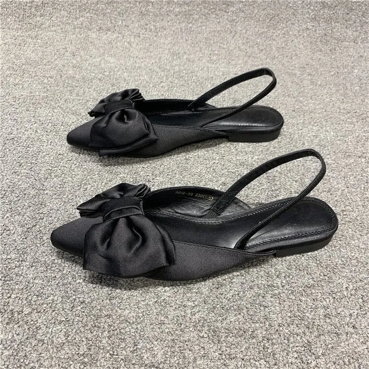 Advbridge Summer Flat Slippers Outdoor Female Beach Slides Silk Bow Pointed Toe Women Sandals Elegant Ladies Shoes Casual Flip Flops