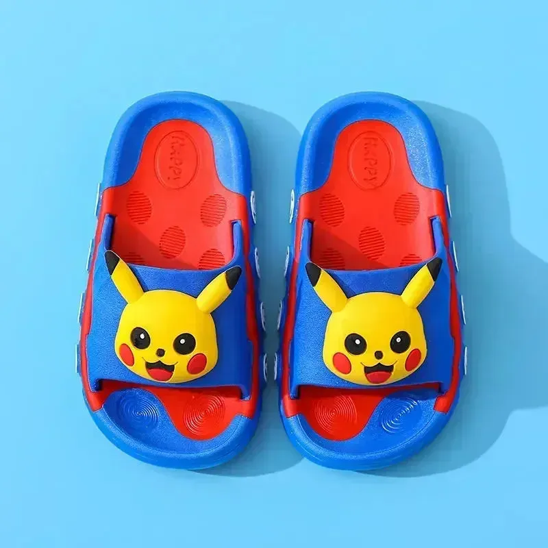 Aged 2-16 Children Slippers Kids Summer Cartoon Beach Shoes Boys Girls Schoolchild Soft Sole Non-Slip Bathroom Indoor Home Shoes