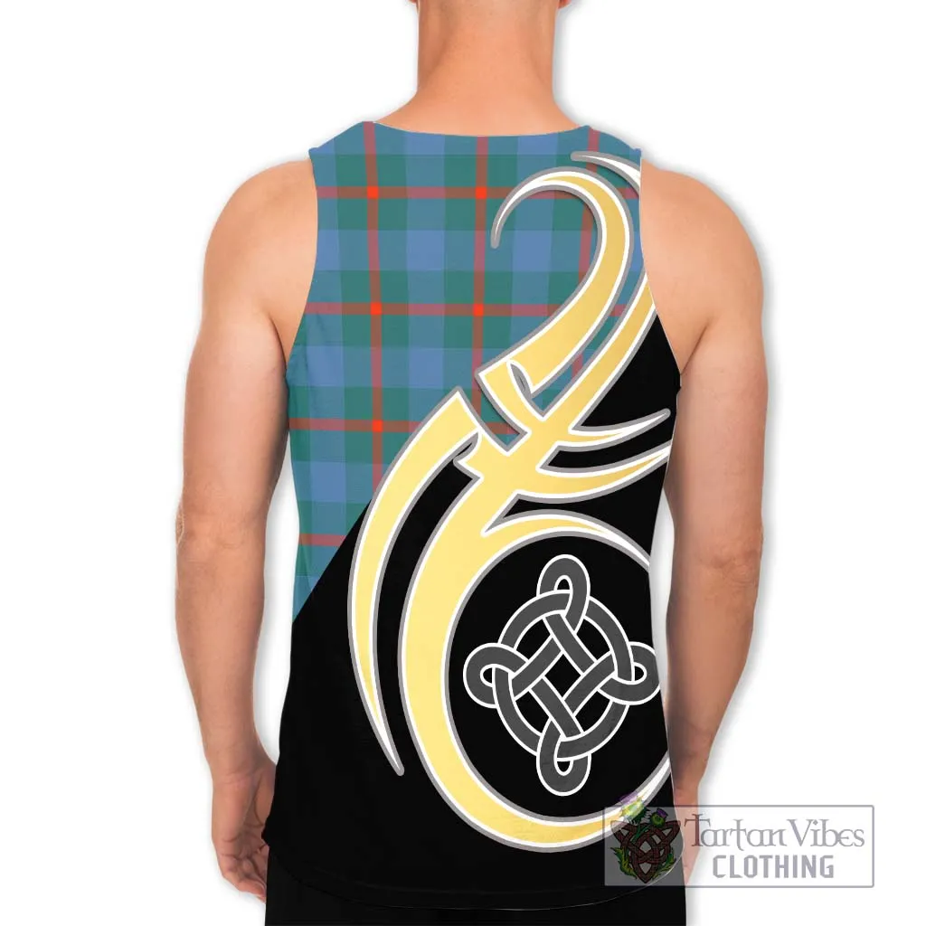 Agnew Ancient Tartan Men's Tank Top with Family Crest and Celtic Symbol Style