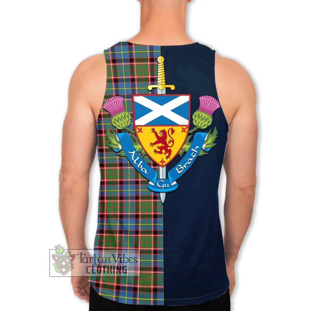 Aikenhead Tartan Men's Tank Top Alba with Scottish Lion Royal Arm Half Style