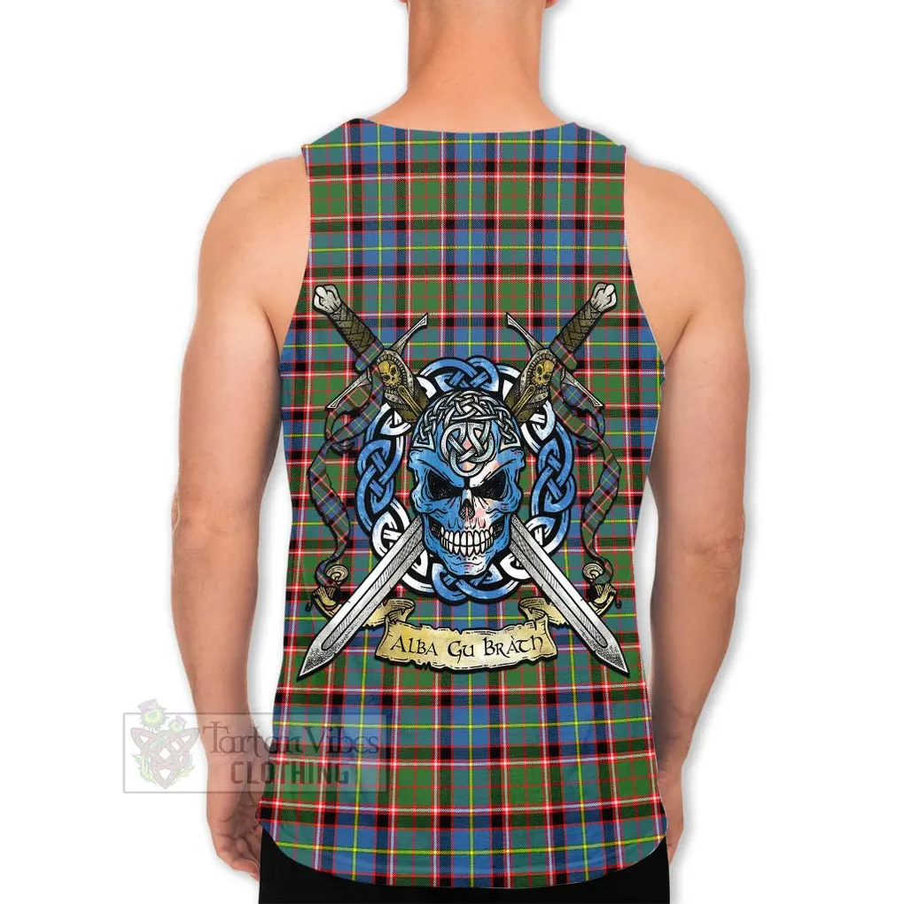 Aikenhead Tartan Men's Tank Top with Family Crest Celtic Skull Style