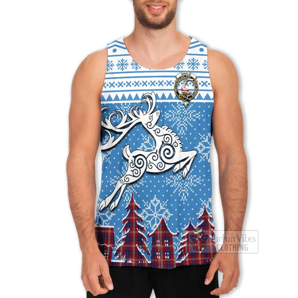 Ainslie Clan Christmas Men's Tank Top Celtic Reindeer Style