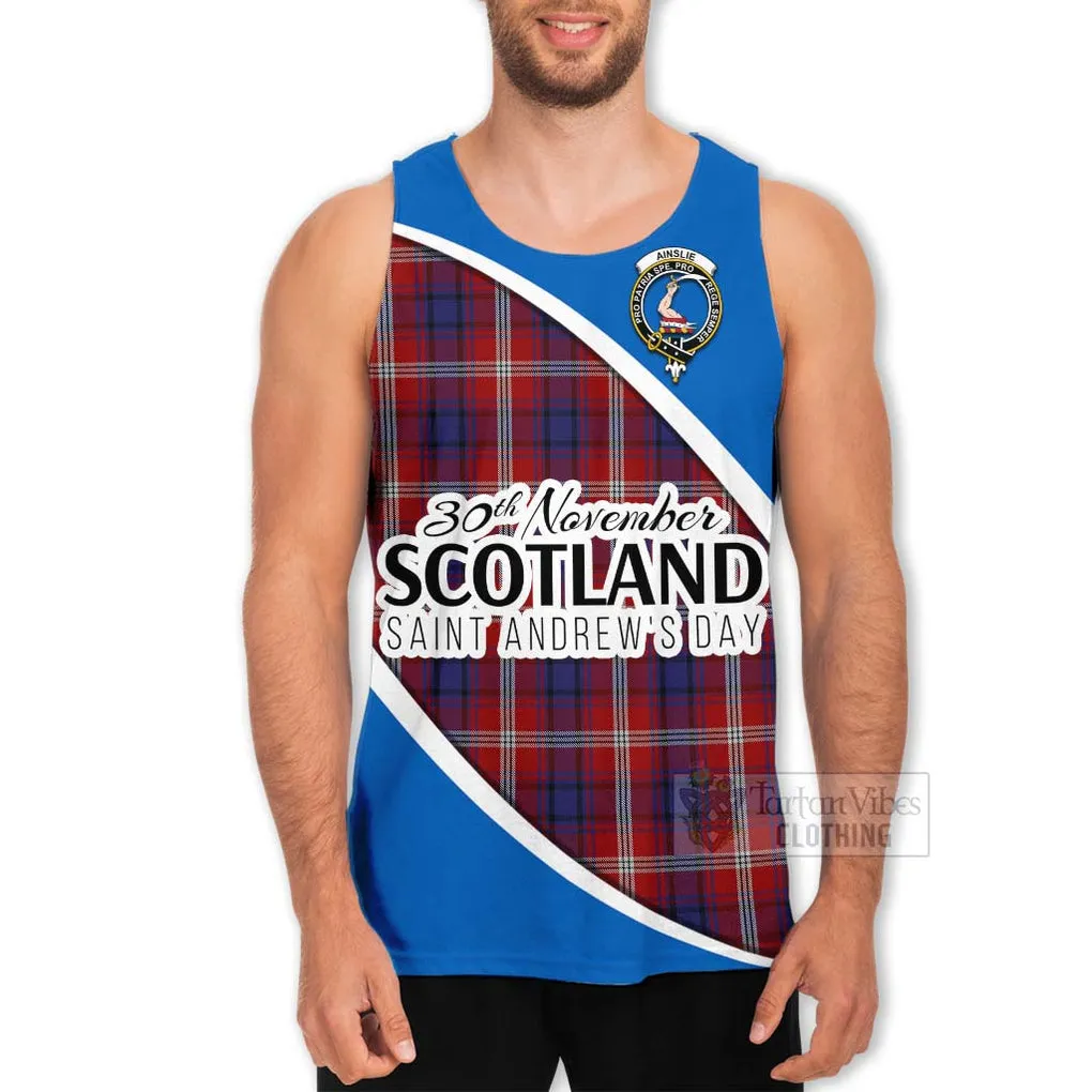 Ainslie Family Crest Tartan Men's Tank Top Celebrate Saint Andrew's Day in Style