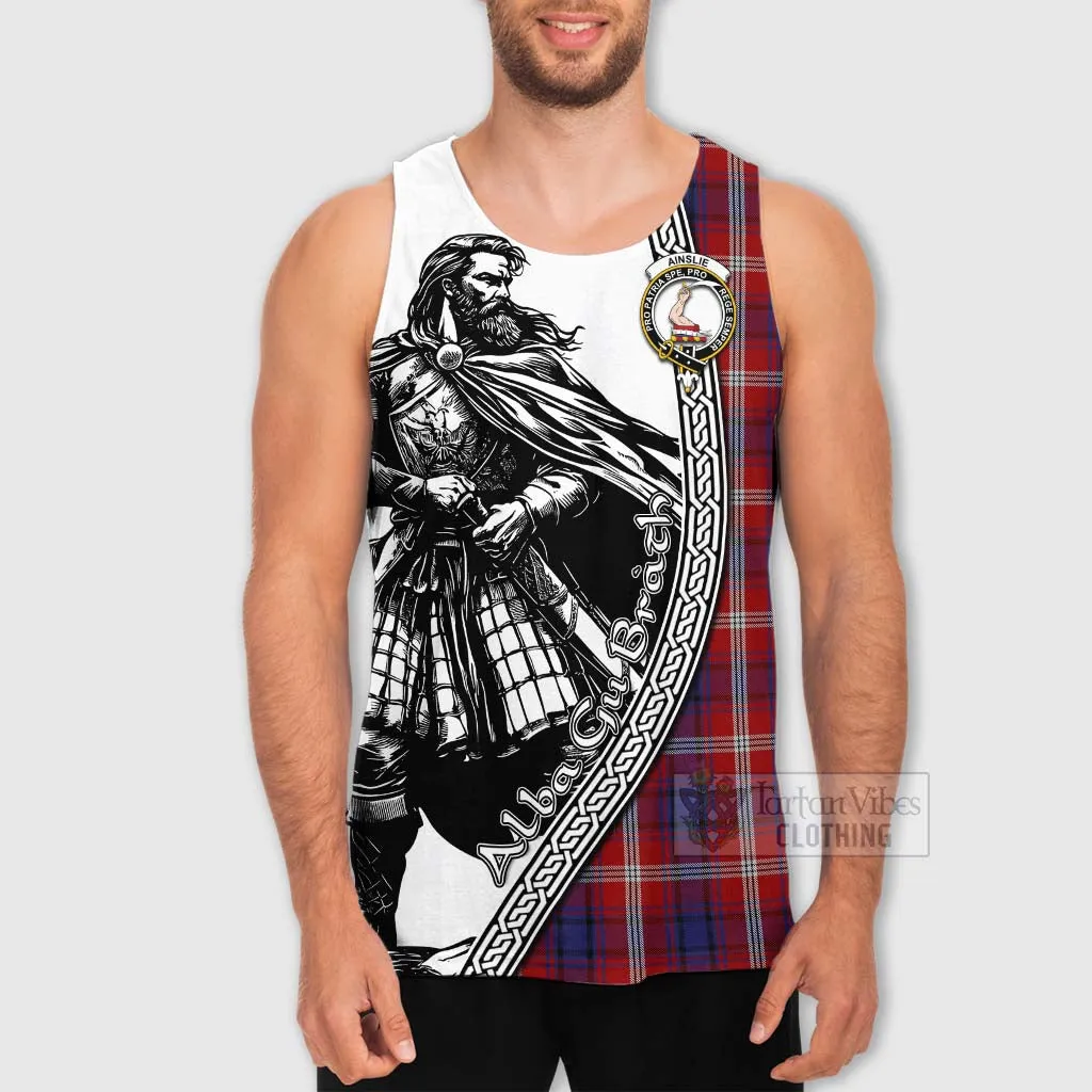 Ainslie Tartan Clan Crest Men's Tank Top with Highlander Warrior Celtic Style