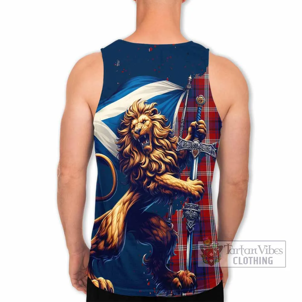 Ainslie Tartan Family Crest Men's Tank Top with Scottish Majestic Lion