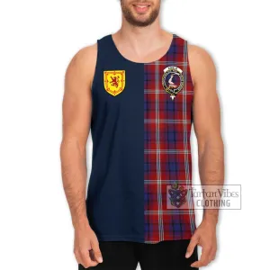 Ainslie Tartan Men's Tank Top Alba with Scottish Lion Royal Arm Half Style