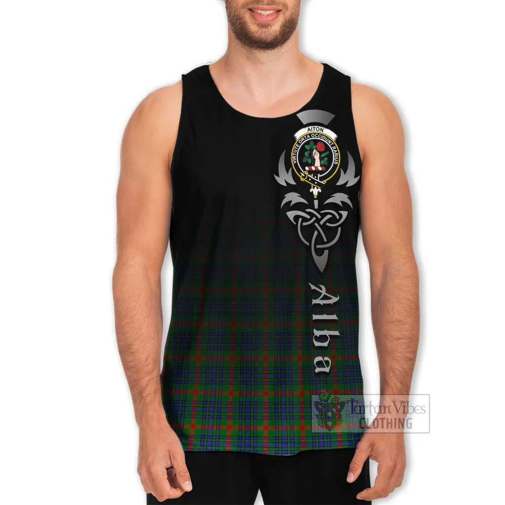 Aiton Tartan Men's Tank Top Featuring Alba Gu Brath Family Crest Celtic Inspired