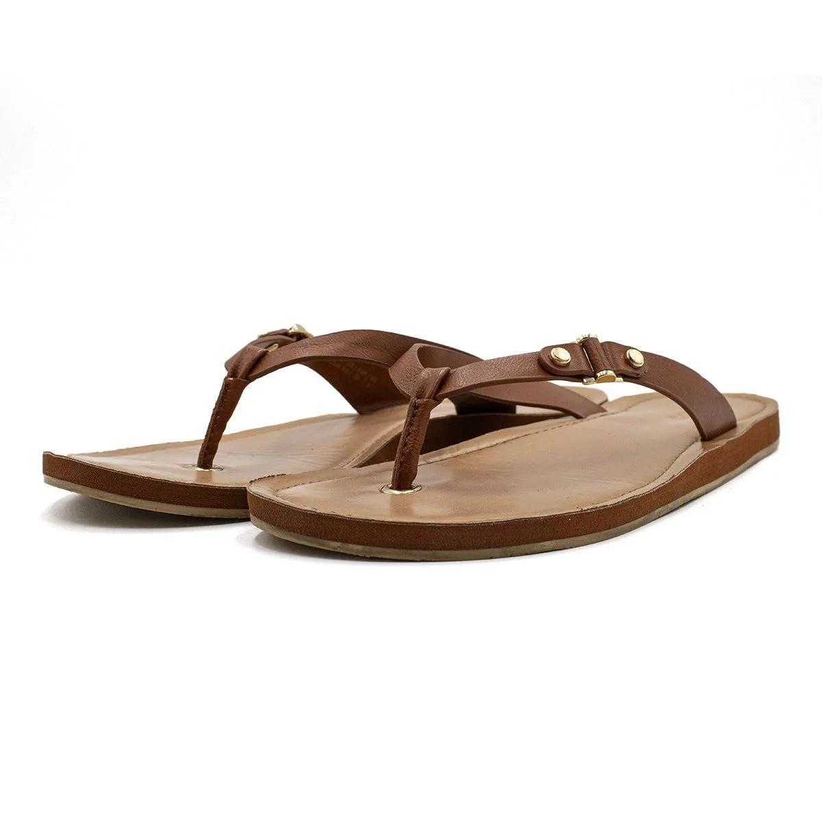 Aldo Flip Flops Leather Brown Colour For Women