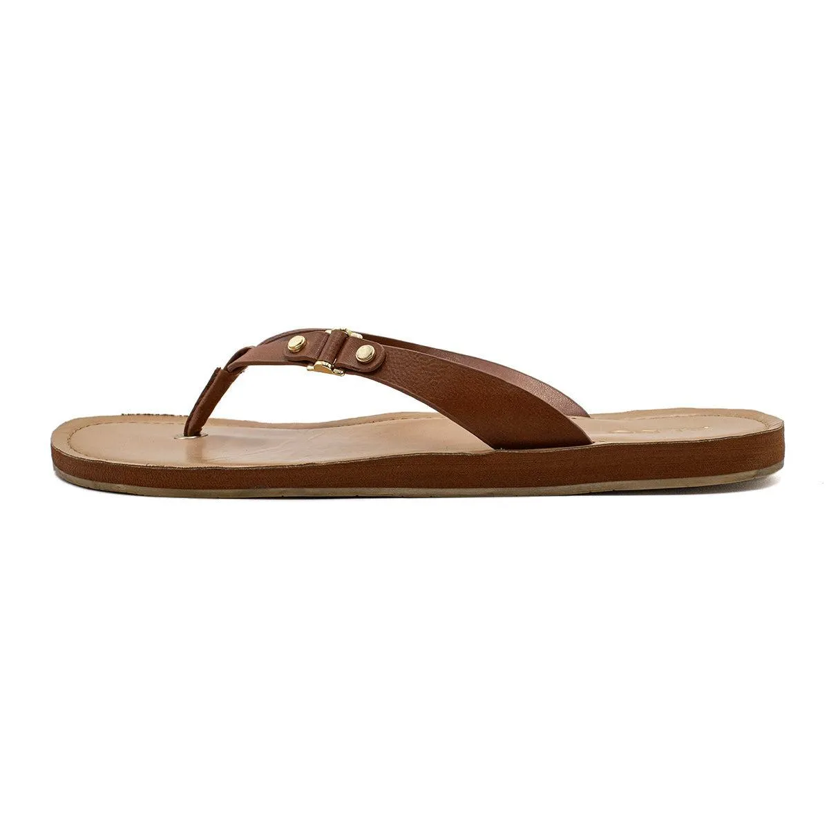 Aldo Flip Flops Leather Brown Colour For Women