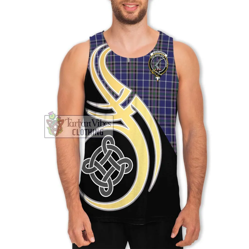 Alexander of Menstry Tartan Men's Tank Top with Family Crest and Celtic Symbol Style