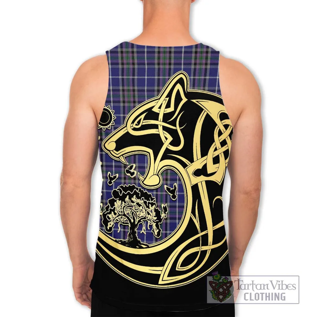 Alexander of Menstry Tartan Men's Tank Top with Family Crest Celtic Wolf Style