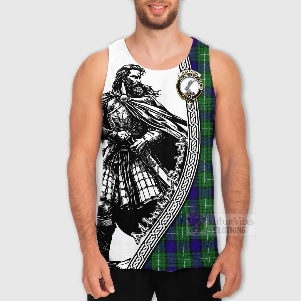 Alexander Tartan Clan Crest Men's Tank Top with Highlander Warrior Celtic Style