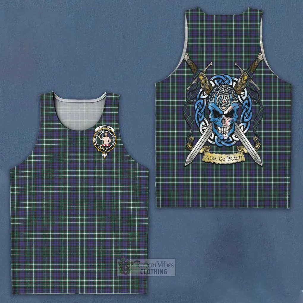 Allardice Tartan Men's Tank Top with Family Crest Celtic Skull Style