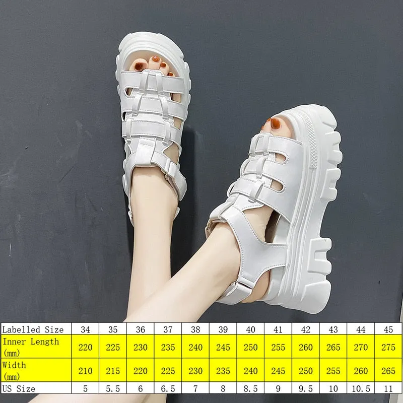 Amozae  8Cm Women Summer Shoes Open Toe Platform Wedge Sandals Hook Loop Women Casual Shoes Beach Sandálias Das Mulheres