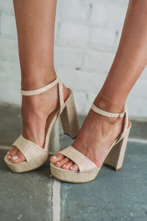 Amozae-Jane Raffia Heels- Beige