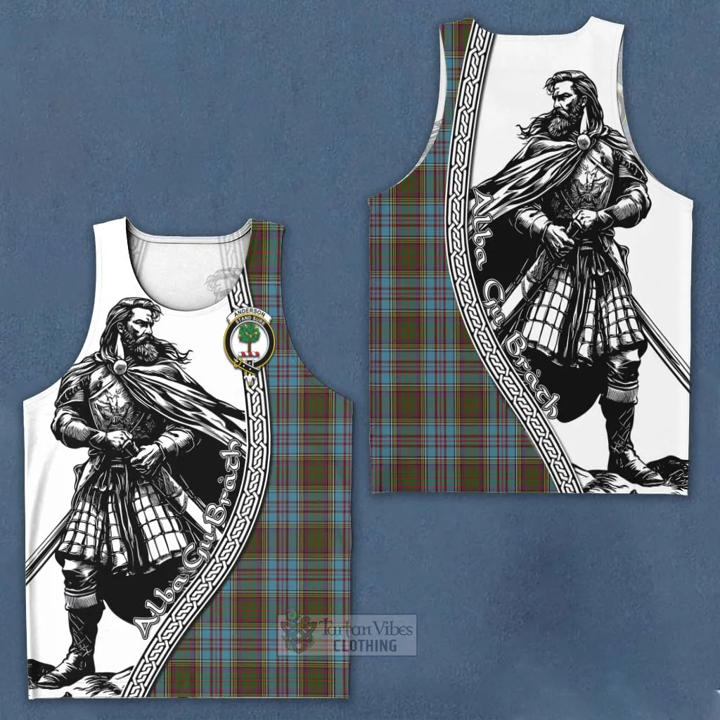 Anderson Tartan Clan Crest Men's Tank Top with Highlander Warrior Celtic Style