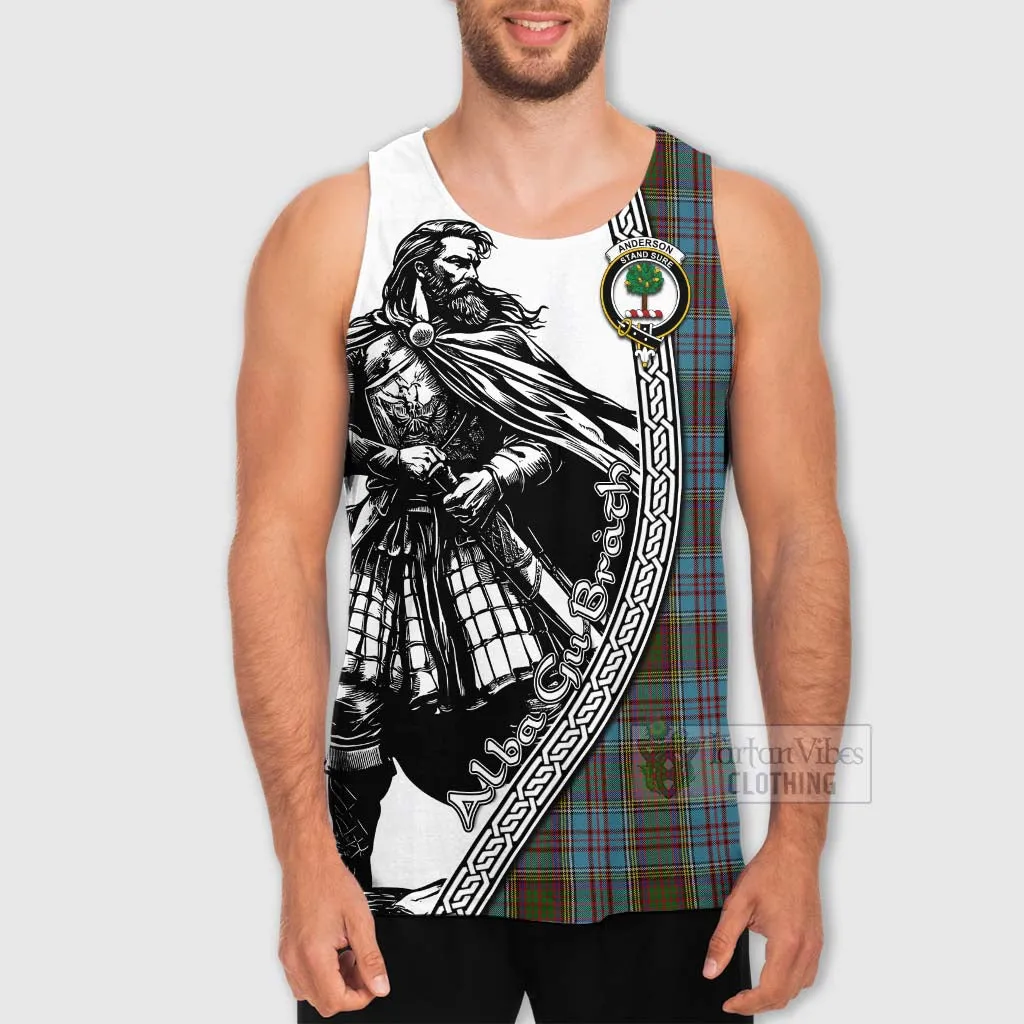 Anderson Tartan Clan Crest Men's Tank Top with Highlander Warrior Celtic Style