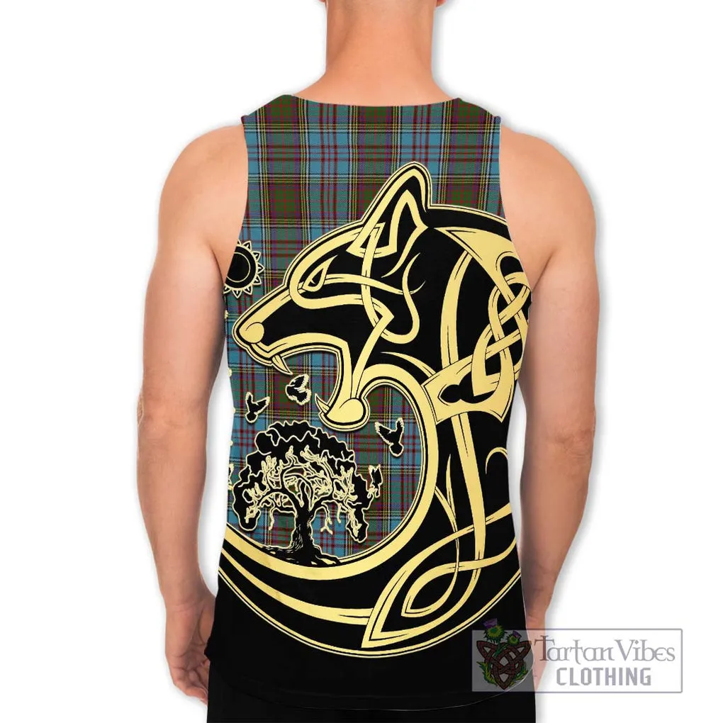 Anderson Tartan Men's Tank Top with Family Crest Celtic Wolf Style