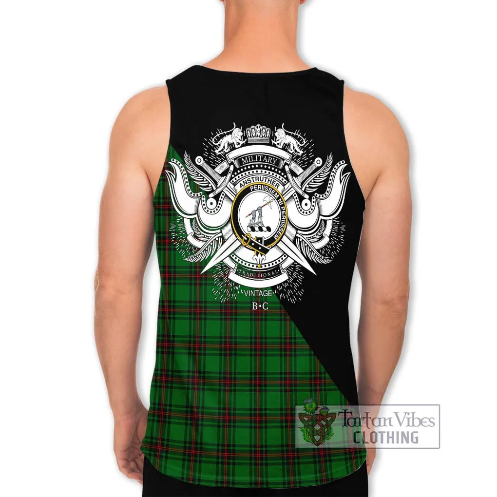 Anstruther Tartan Men's Tank Top with Family Crest and Military Logo Style