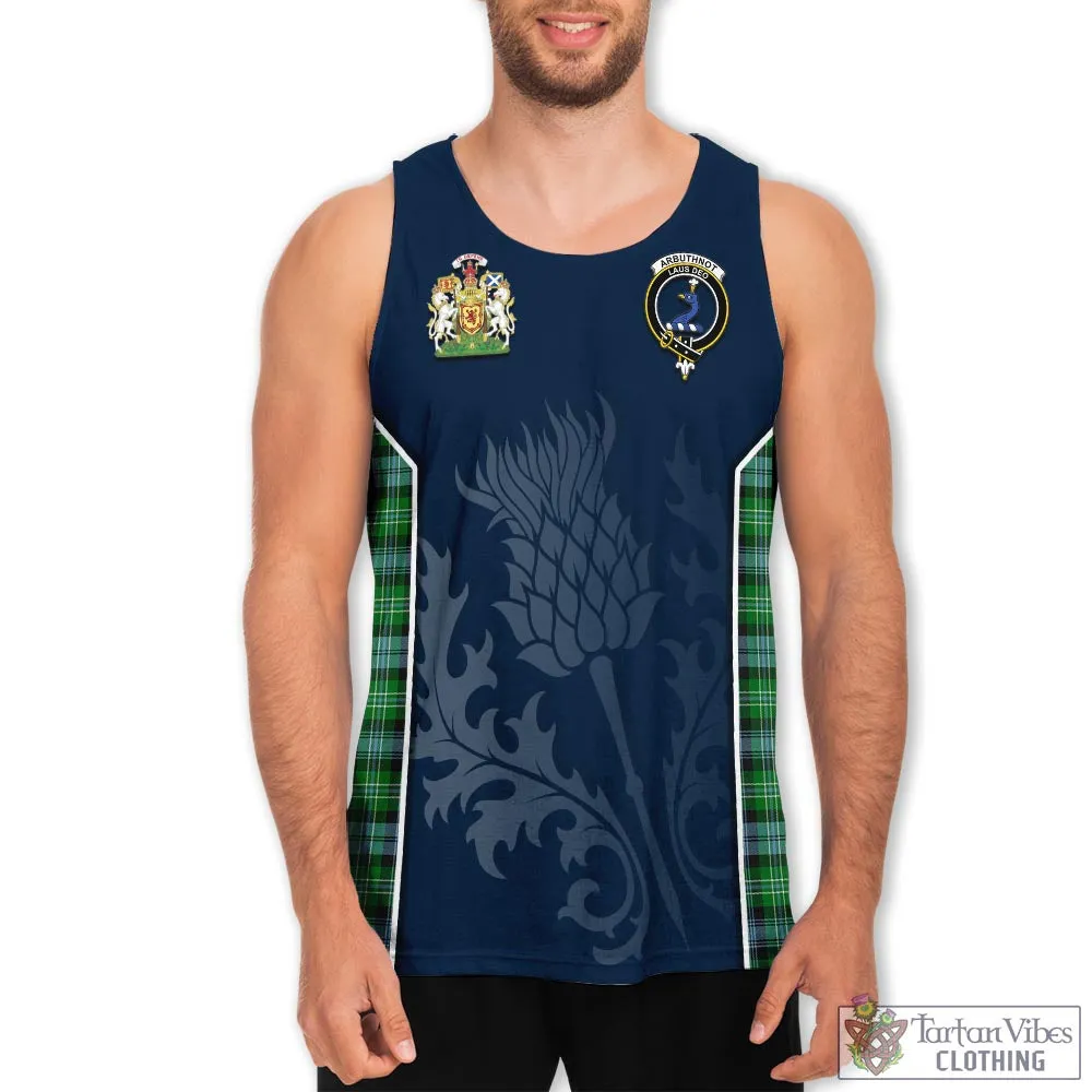 Arbuthnot Ancient Tartan Men's Tanks Top with Family Crest and Scottish Thistle Vibes Sport Style