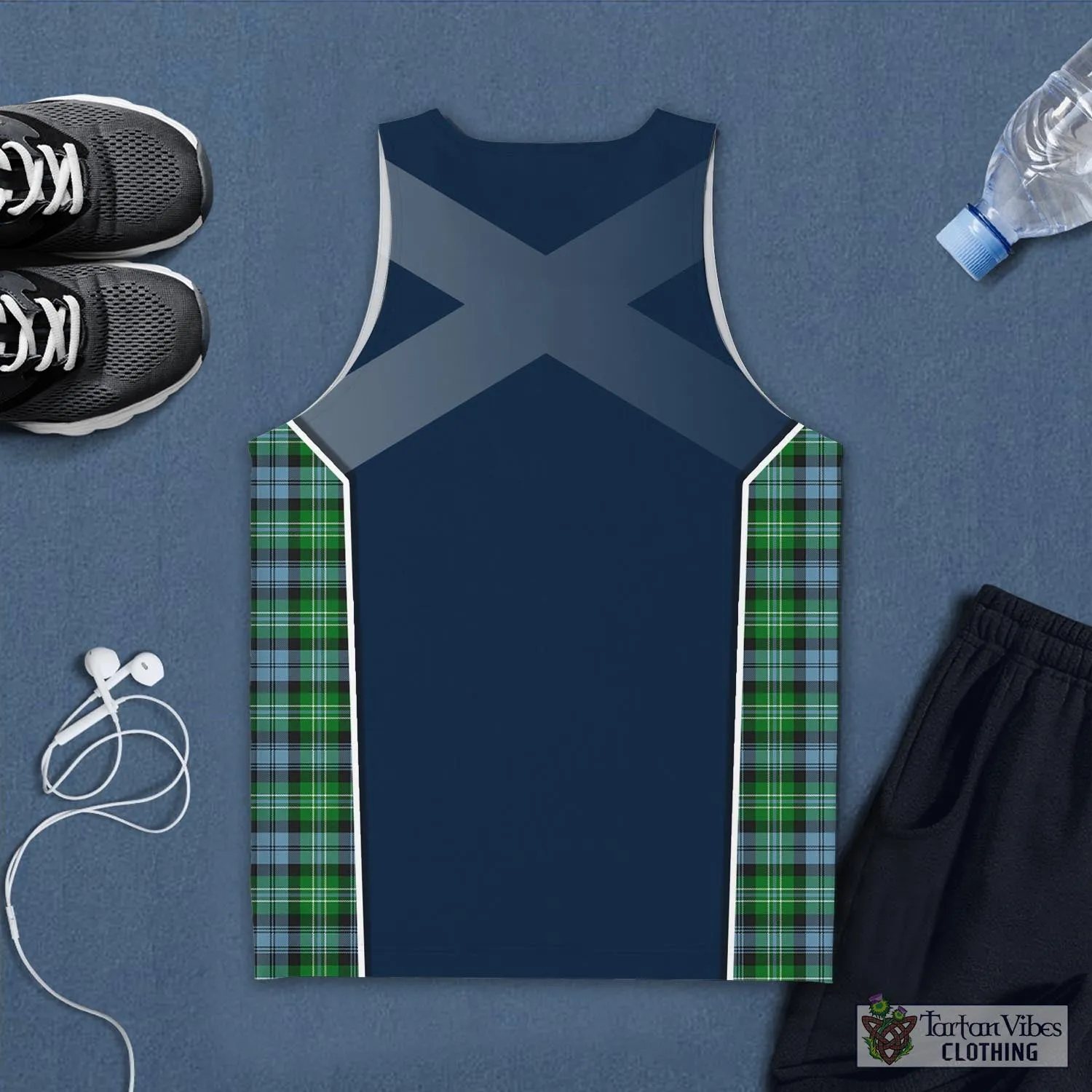 Arbuthnot Ancient Tartan Men's Tanks Top with Family Crest and Scottish Thistle Vibes Sport Style