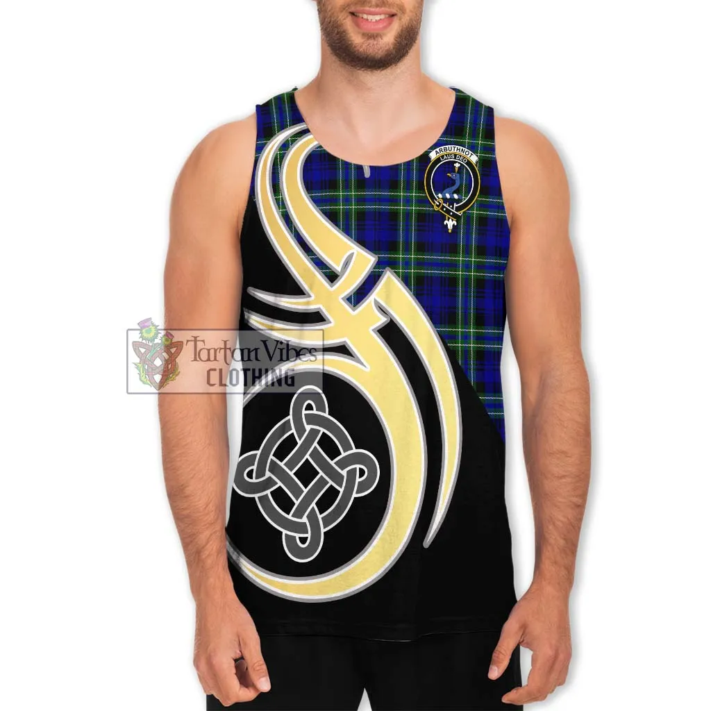 Arbuthnot Modern Tartan Men's Tank Top with Family Crest and Celtic Symbol Style