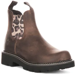 Ariat Fatbaby Chelsea In Tan Leopard For Women