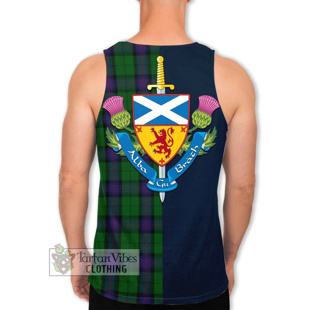 Armstrong Tartan Men's Tank Top Alba with Scottish Lion Royal Arm Half Style