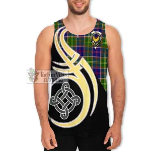 Arnott Tartan Men's Tank Top with Family Crest and Celtic Symbol Style