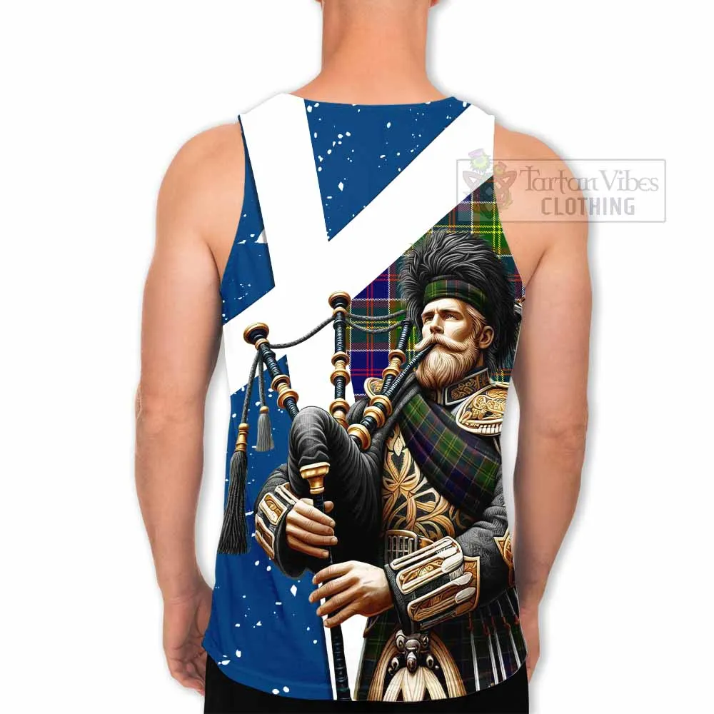 Arnott Tartan Men's Tank Top with Family Crest Scottish Bagpiper Vibes