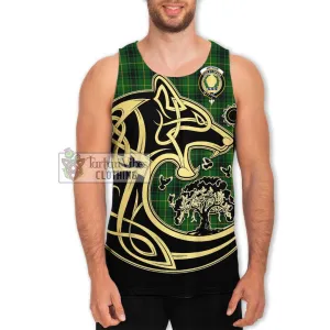 Arthur Tartan Men's Tank Top with Family Crest Celtic Wolf Style