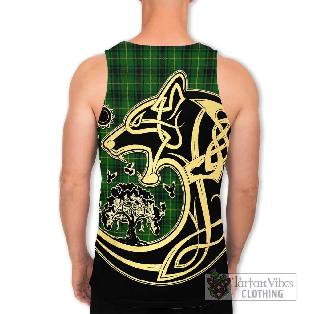 Arthur Tartan Men's Tank Top with Family Crest Celtic Wolf Style